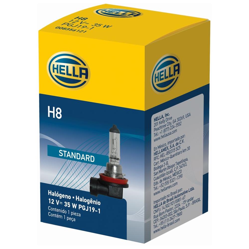 Lâmpada Farol Baixo H8 Amarela 35W 2100Lm 12V - Hella - H8