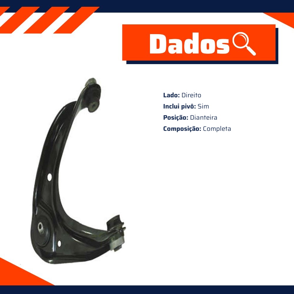 Bandeja de Suspensão Dianteira Lado Direito para Ford Fusion - Grazzimetal - FO3194C
