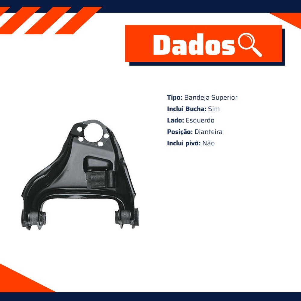 Bandeja de Suspensão Dianteira Lado Esquerdo para Chevrolet Blazer e S10 - Grazzimetal - GM-2119-C