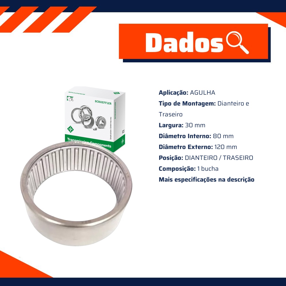Bucha de Agulha 120mm X 80mm X 30mm - INA - 710 0017 10