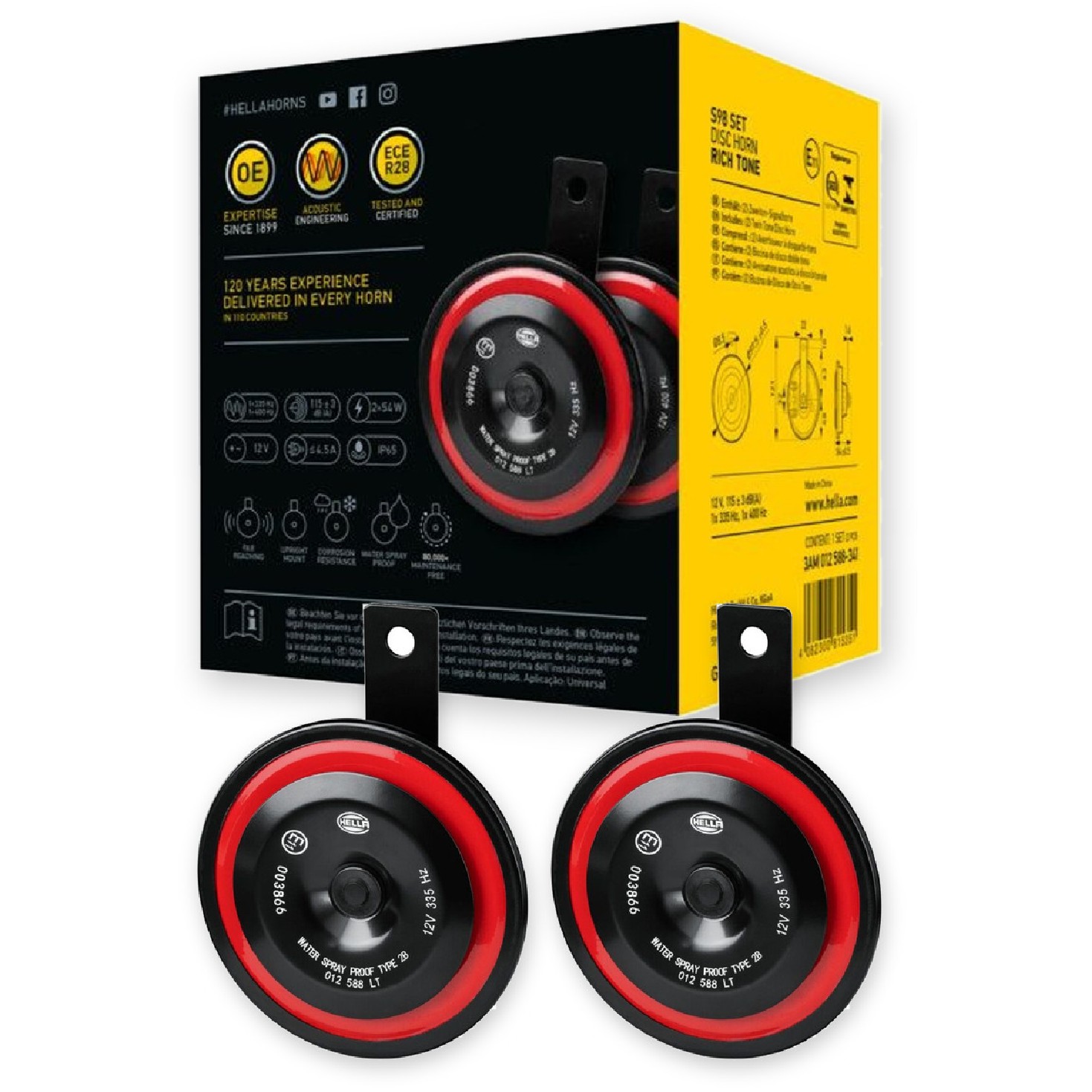 Par De Buzina Paquerinha 12v - Hella - 3AM012588341