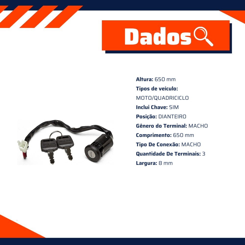 Chave de Ignição Dianteira com 2 Chaves para Honda CG 125 - Magnetron - 90260030