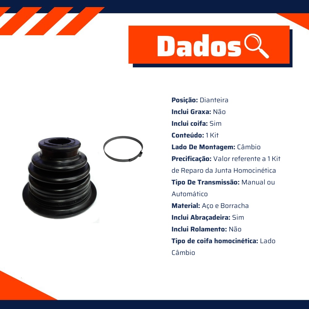Kit Coifa da Homocinética Lado Câmbio - Mobensani - MB 9352