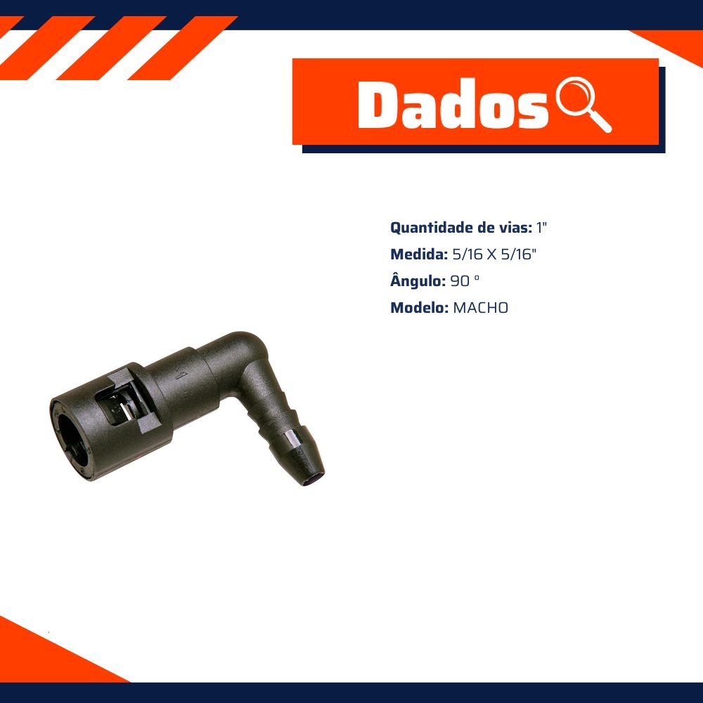 Conector Quick Macho 90° 1 vias 5/16 X 5/16" - TanClick - QC-045