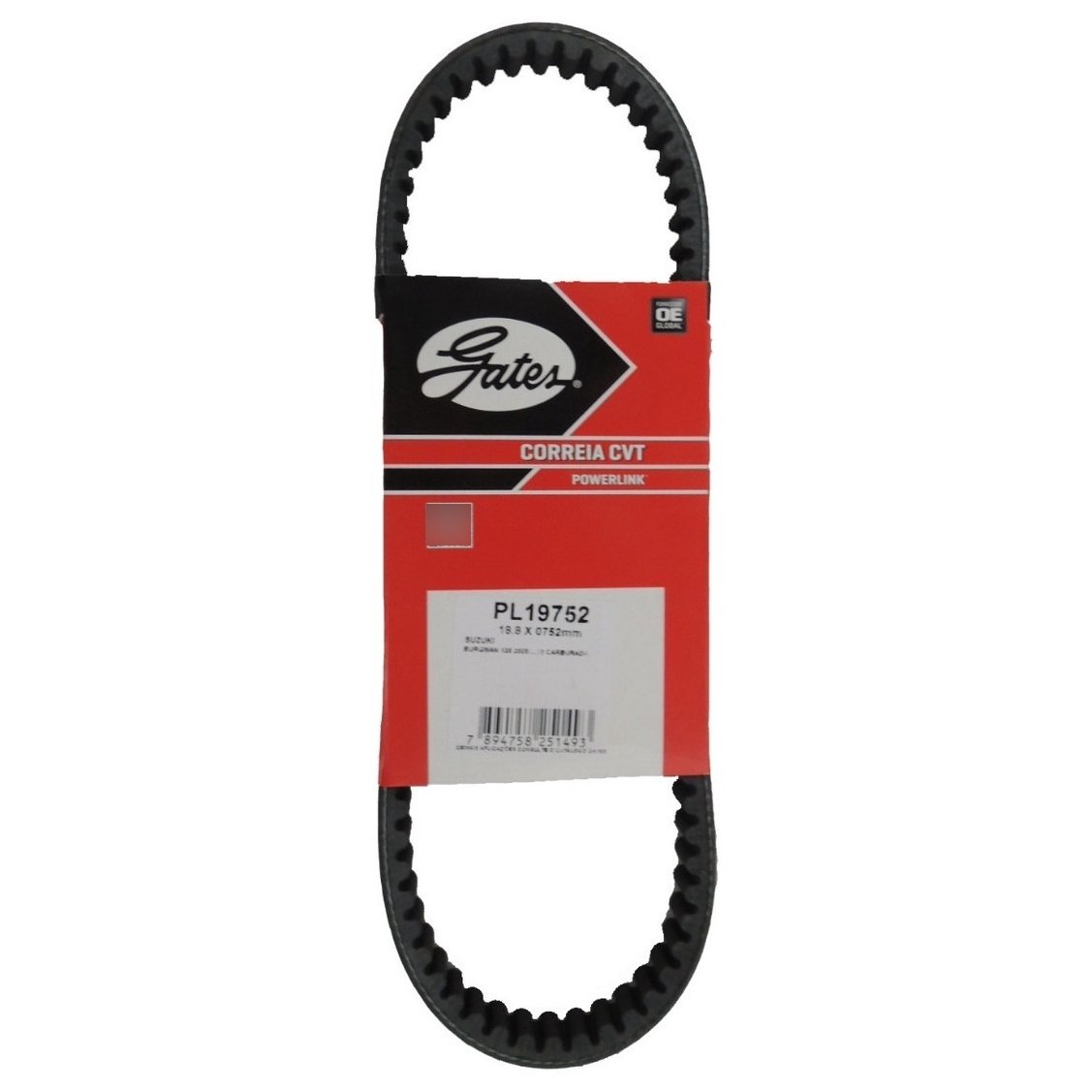 Correia de Transmissão Cvt Powerlink 752mm 19mm para Suzuki Burgman AN 125 - Gates - PL19752