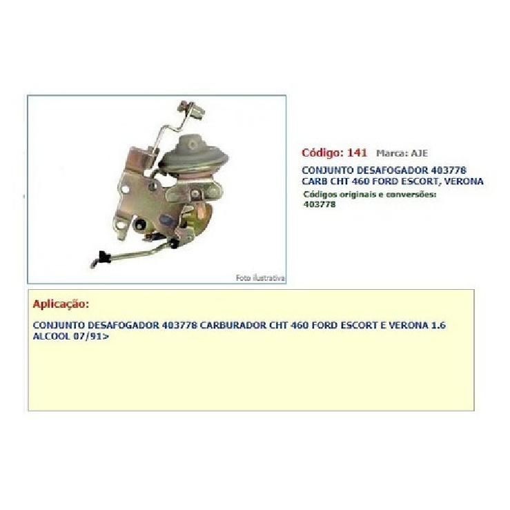 Desafogador Tipo Gasolina para Ford Escort e Verona - AJE - 403778