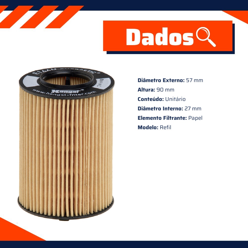Filtro de Óleo Lubrificante para Mercedes-Benz B 180 e B 200 - Hengst - E146H D108