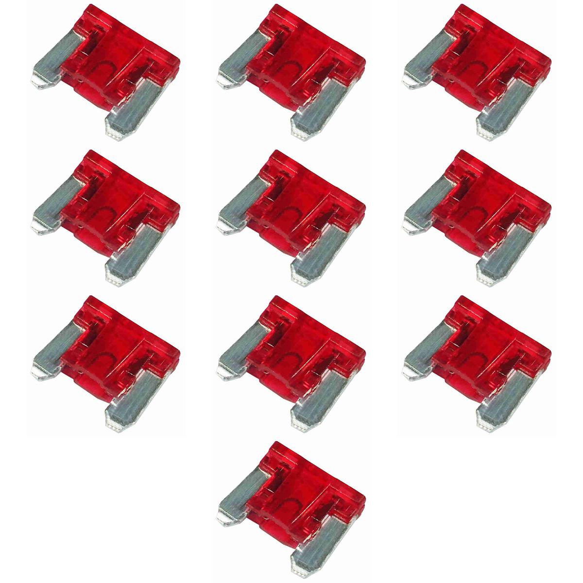 Kit 10 Fusível Mini Lâmina Perfil Baixo 10A Universal - DNI - 317510