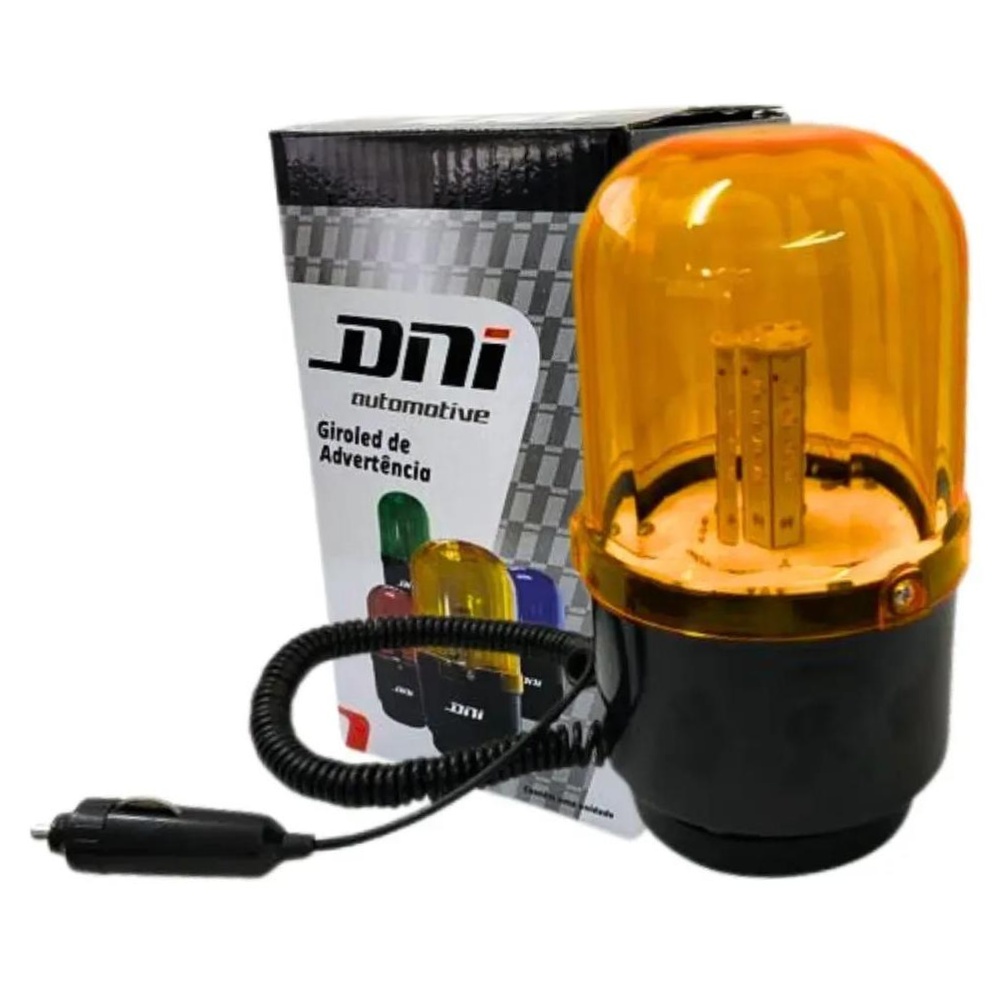 Sinalizador Visual Giroflex Giroled Magnético com Plug Acendedor Bivolt Ambar - DNI - 4109