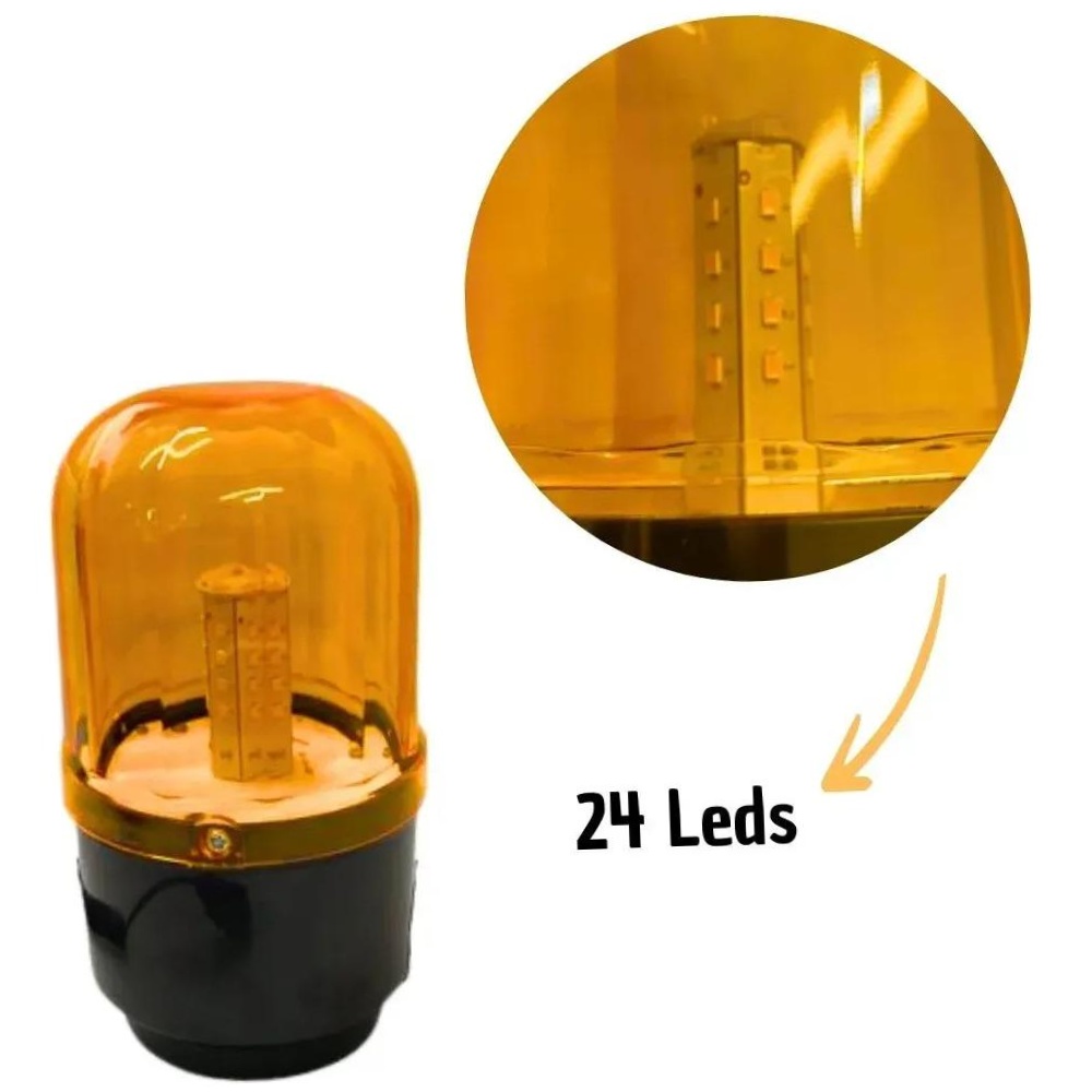 Sinalizador Visual Giroflex Giroled Magnético com Plug Acendedor Bivolt Ambar - DNI - 4109