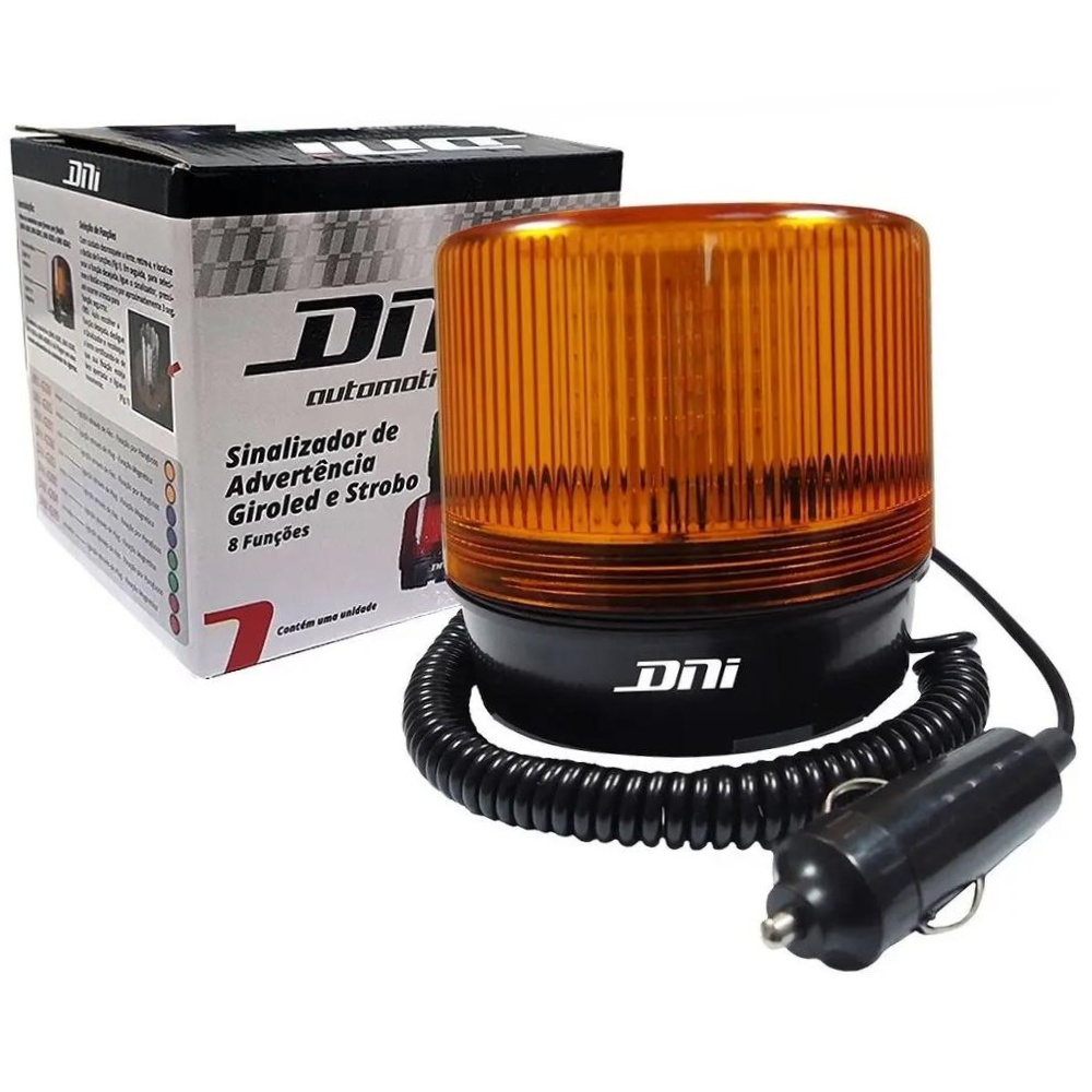 Sinalizador Visual Giroflex Giroled e Strobo Ambar 8 Funções - DNI - 4285