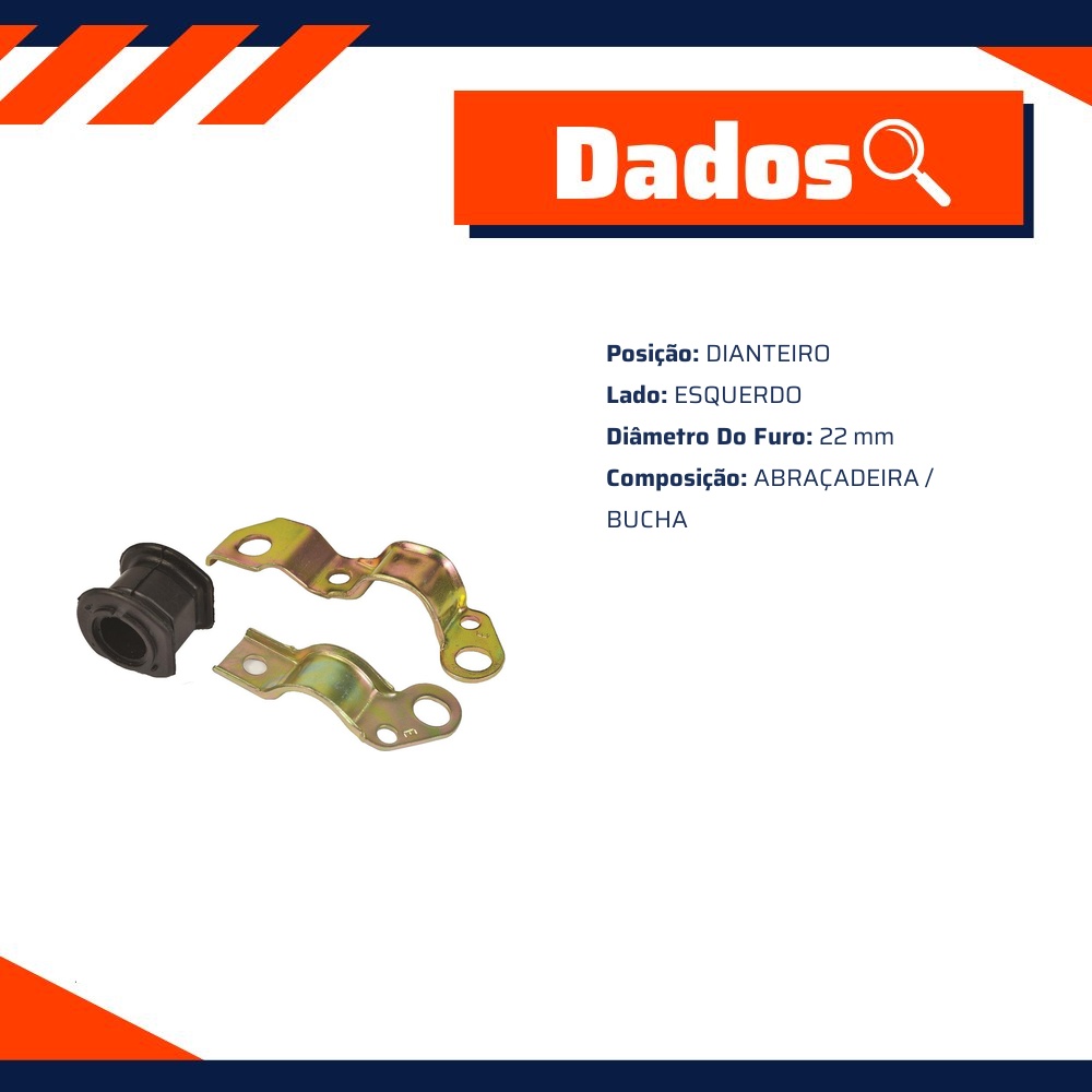 Kit de Buchas do Estabilizador Dianteiro Esquerdo para Fiat Doblo - Kit & Cia - 10574