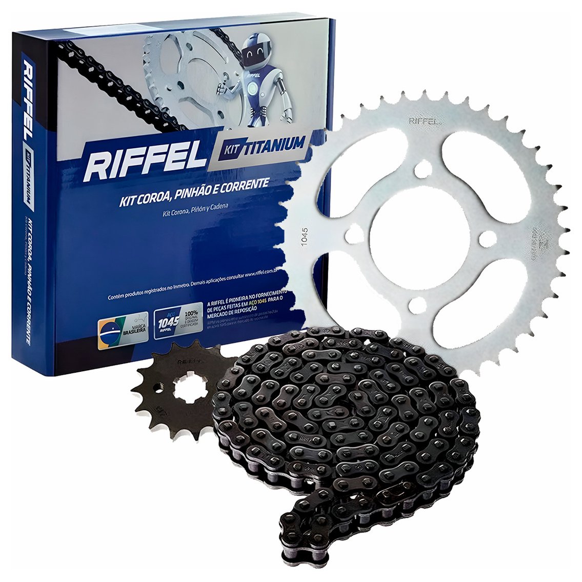 Kit de Relação 428mm 43D 14P para Yamaha YBR 125 FACTOR - Riffel - 91357