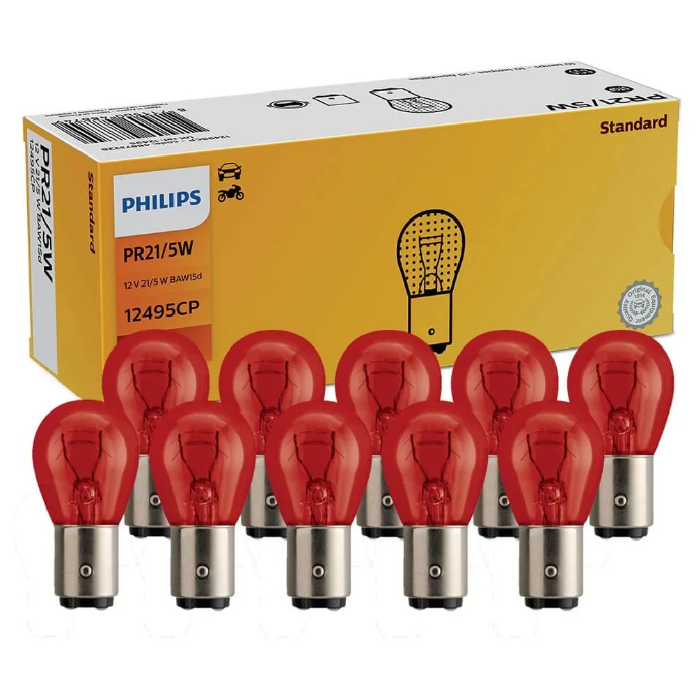 10 Lâmpadas da Luz de Freio PR21/5W 12V - Philips - 12495