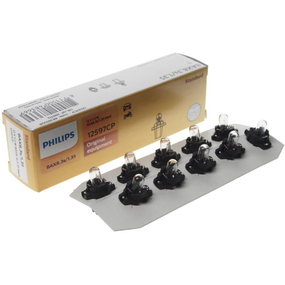 10 Lâmpadas da Luz de Freio Amarela 12V BAX<W2X4,6D<W1.2W - Philips - 12597CP