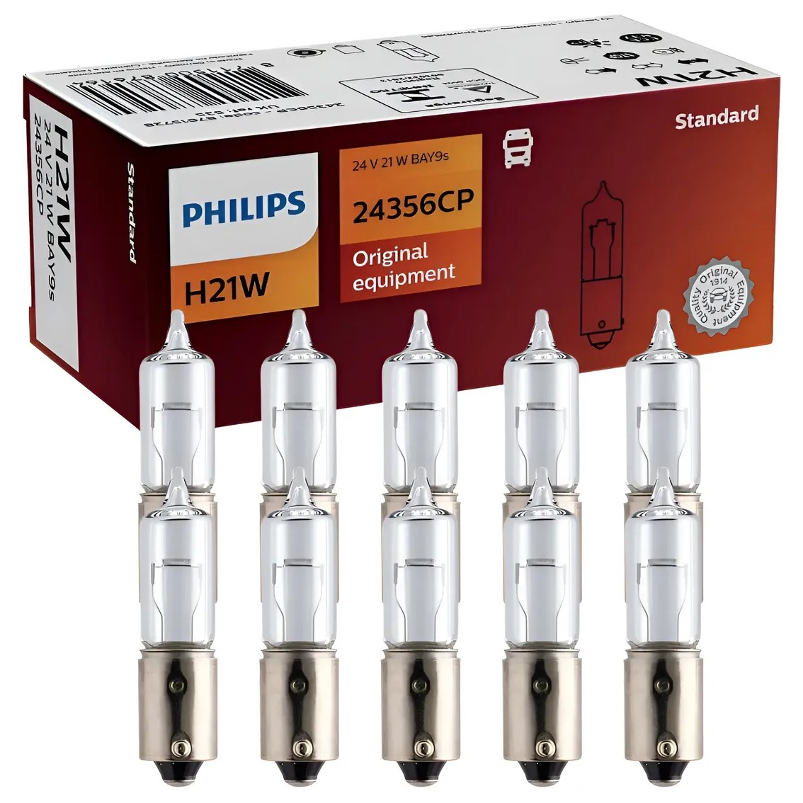 10 Lâmpadas da Luz de Ré H21W - Philips - 24356