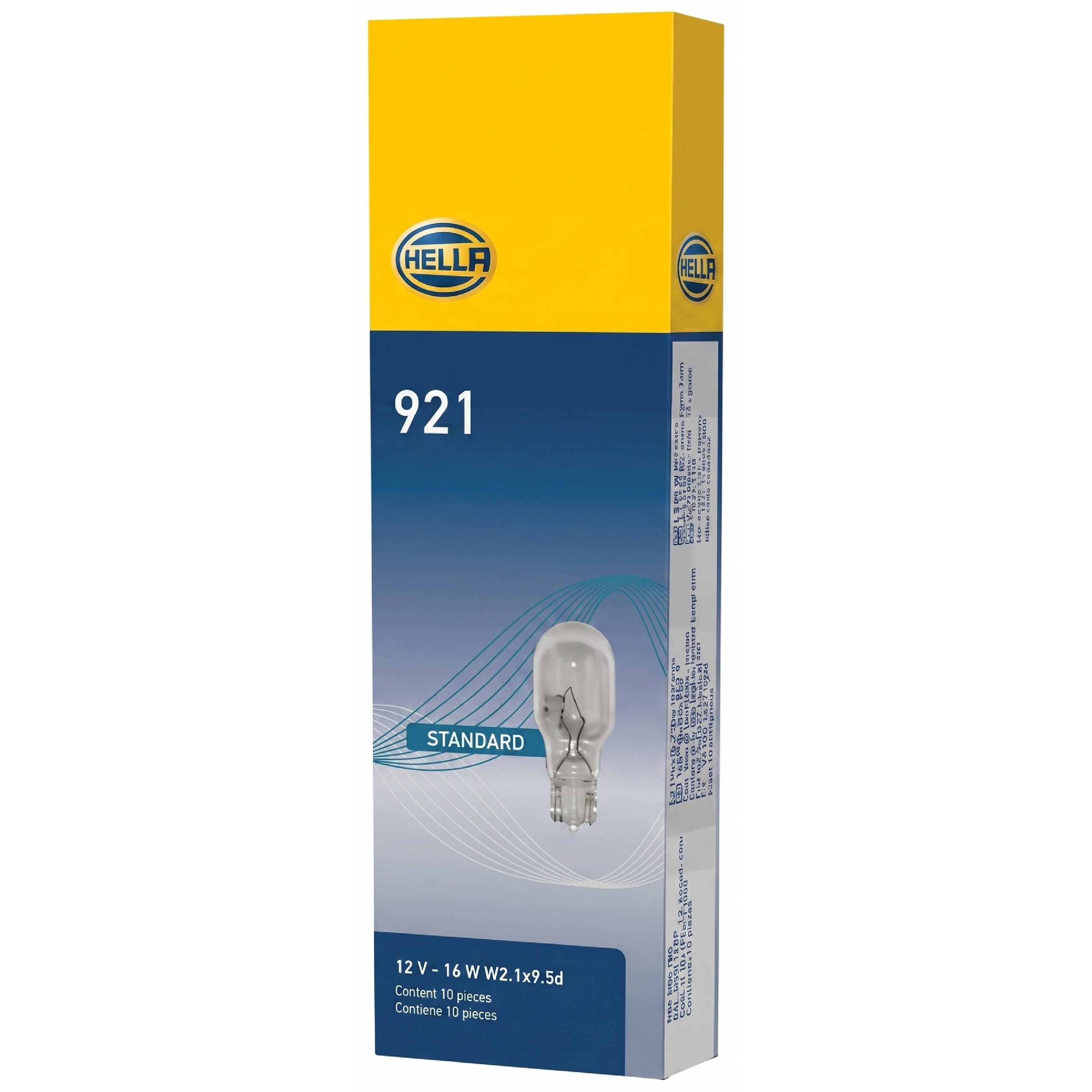 Kit 10 Lâmpadas Posição W16W 12V 16W Halógena - Hella - 921