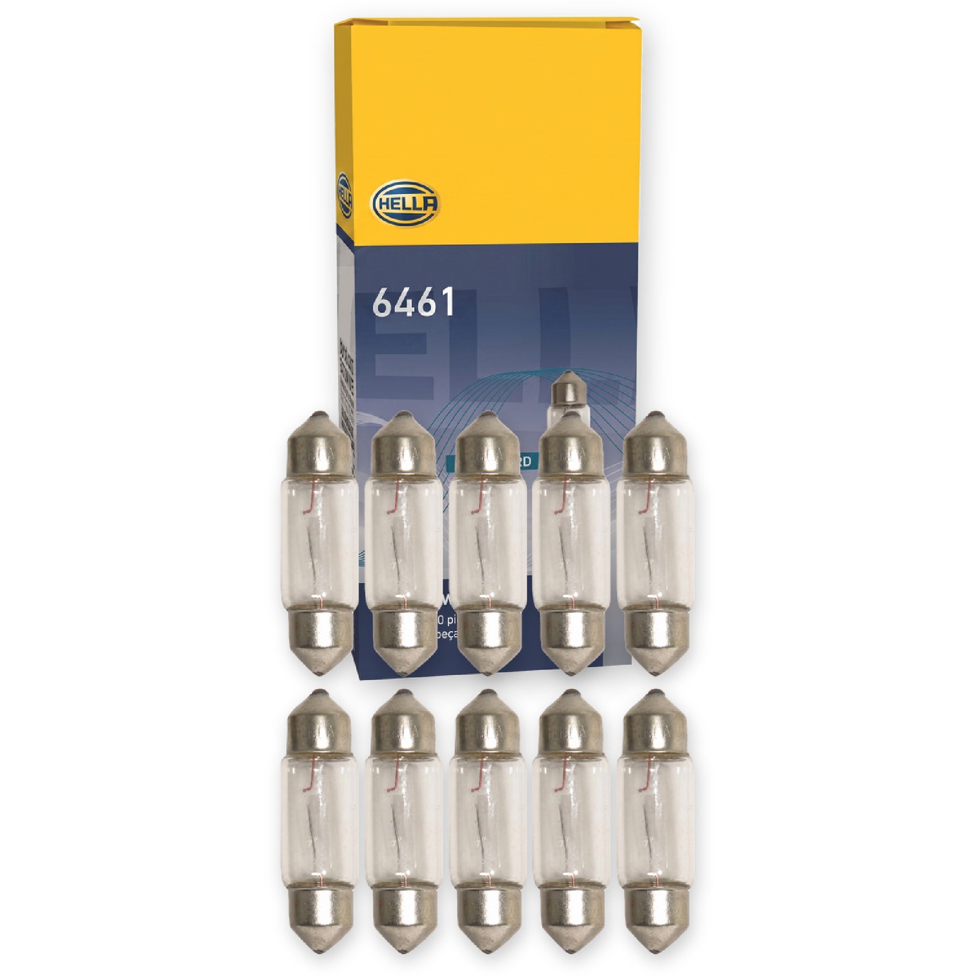 10 Lâmpadas T3,25 de 12V 10W Amarela - Hella - 6461