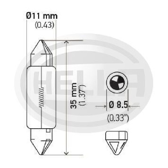 10 Lâmpadas T3,25 de 12V 10W Amarela - Hella - 6461
