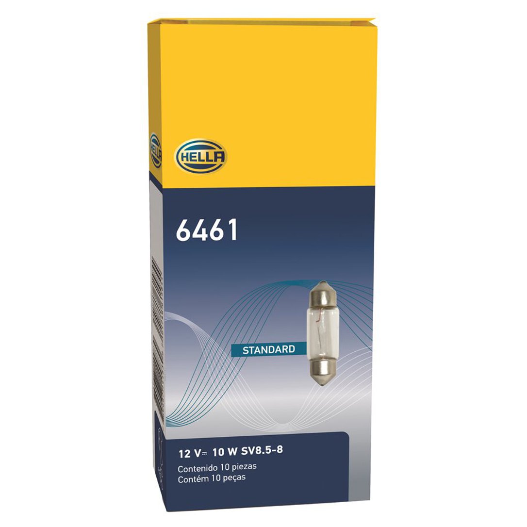 10 Lâmpadas T3,25 de 12V 10W Amarela - Hella - 6461