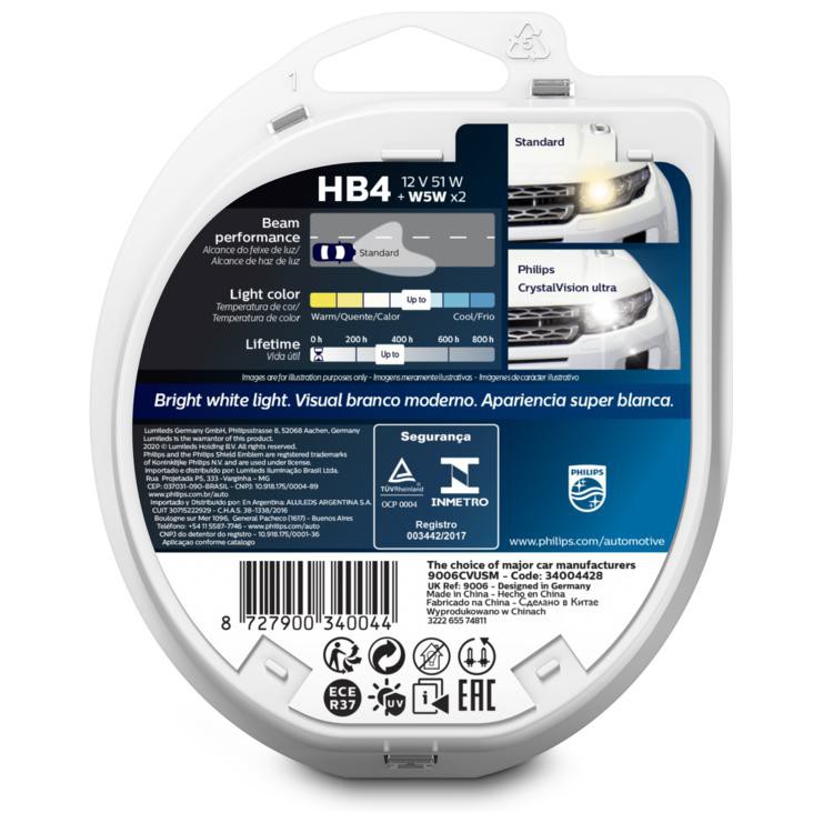 Par de lâmpadas crystal vision ultra hb4 51w - Philips - 9006CVUSM