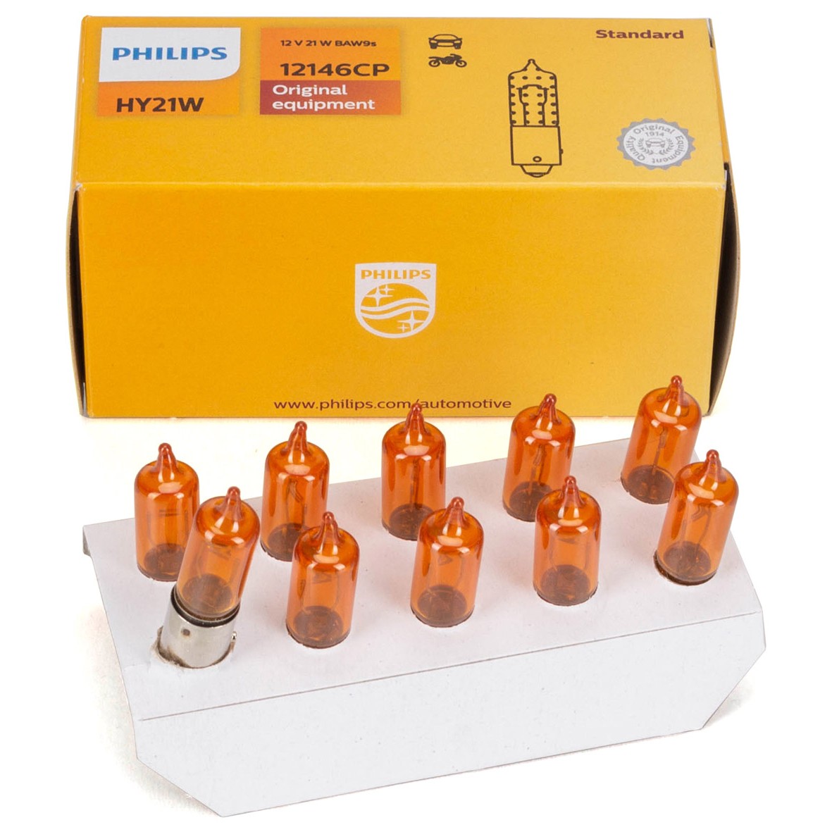 10 Lâmpadas do Pisca 21W HY21W Ambar - Philips - 12146CP
