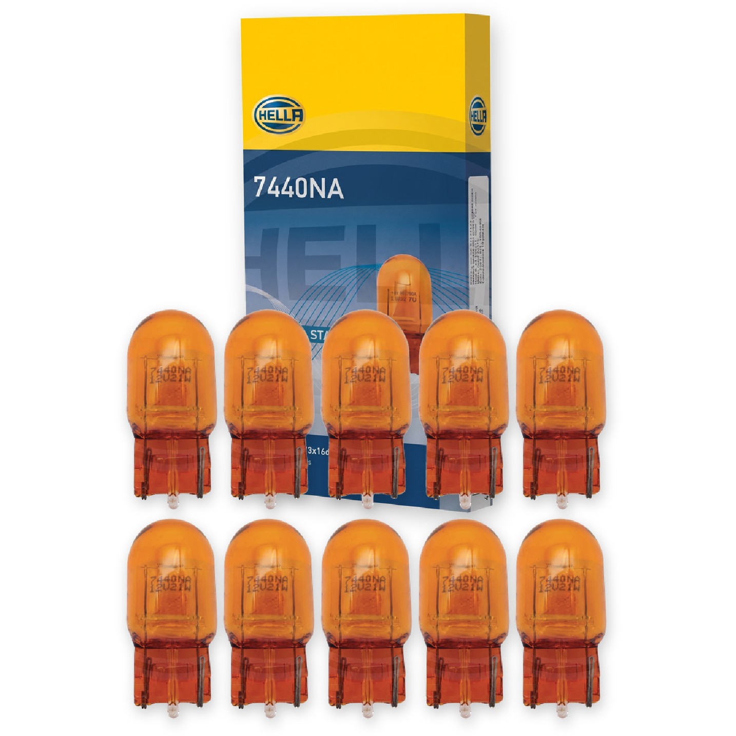 Kit 10 Lâmpadas Pisca Seta WY21W 12V 21W Âmbar Pinguinho - Hella - 7440NA