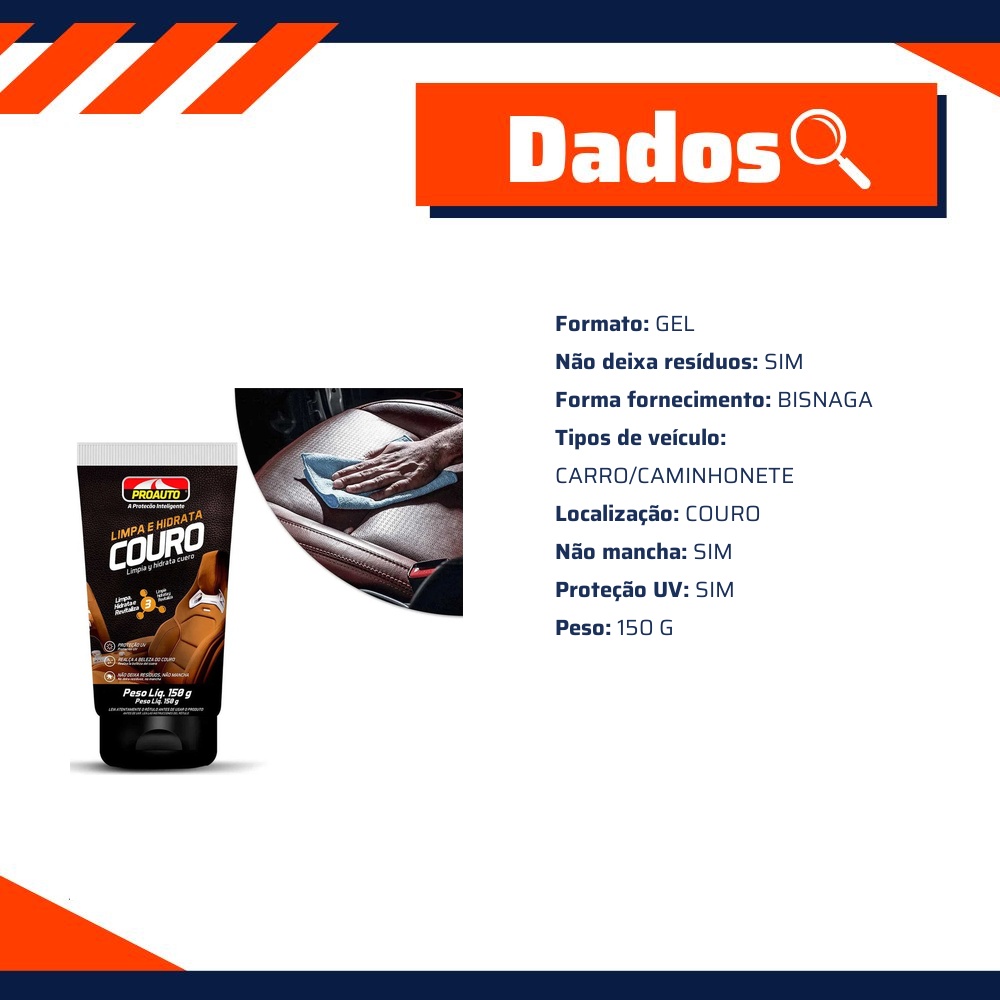 Limpa e Hidrata Couro Gel 150g - Proauto - 3059