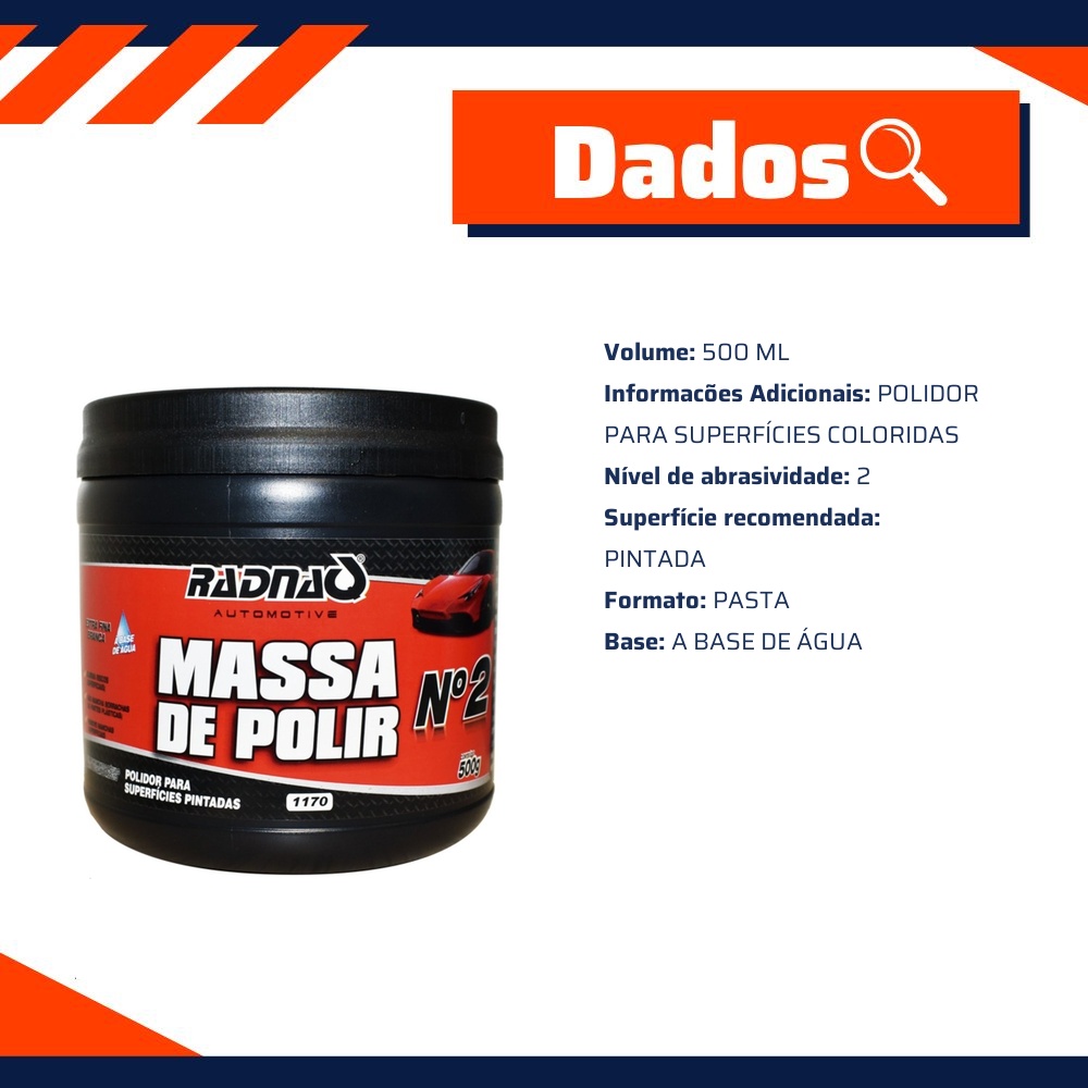 Massa de Polir Nº2 para Superfícies Pintadas - Radnaq - 1170
