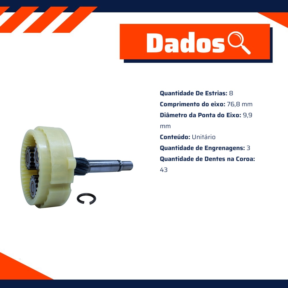 Planetária para Motor de Partida para Mitsubishi Pajero e Pajero Sport - Unifap - 15.101