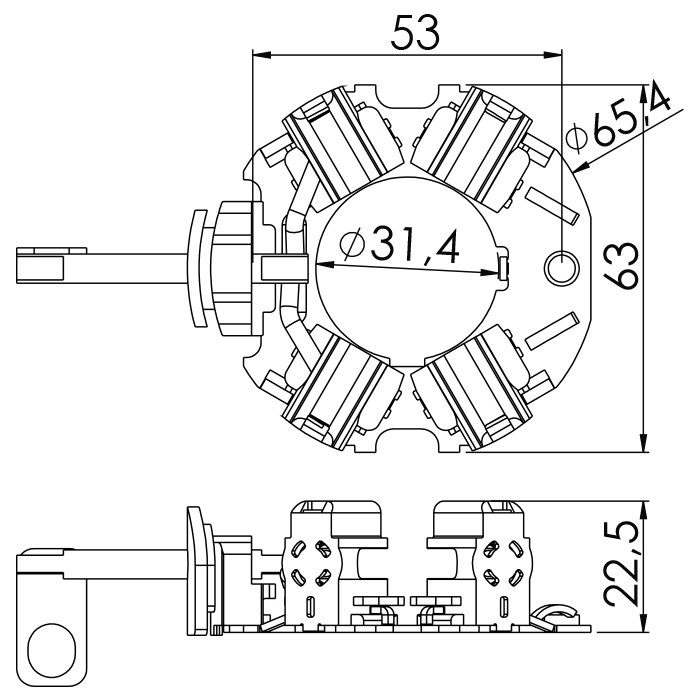 Porta Escovas para Motor de Partida com 4 Escovas - Unifap - 1.335/4