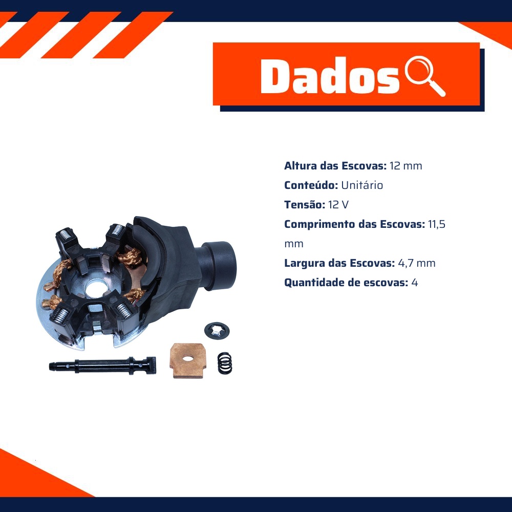 Porta Escovas para Motor de Partida com 4 Escovas - Unifap - 1.313/4