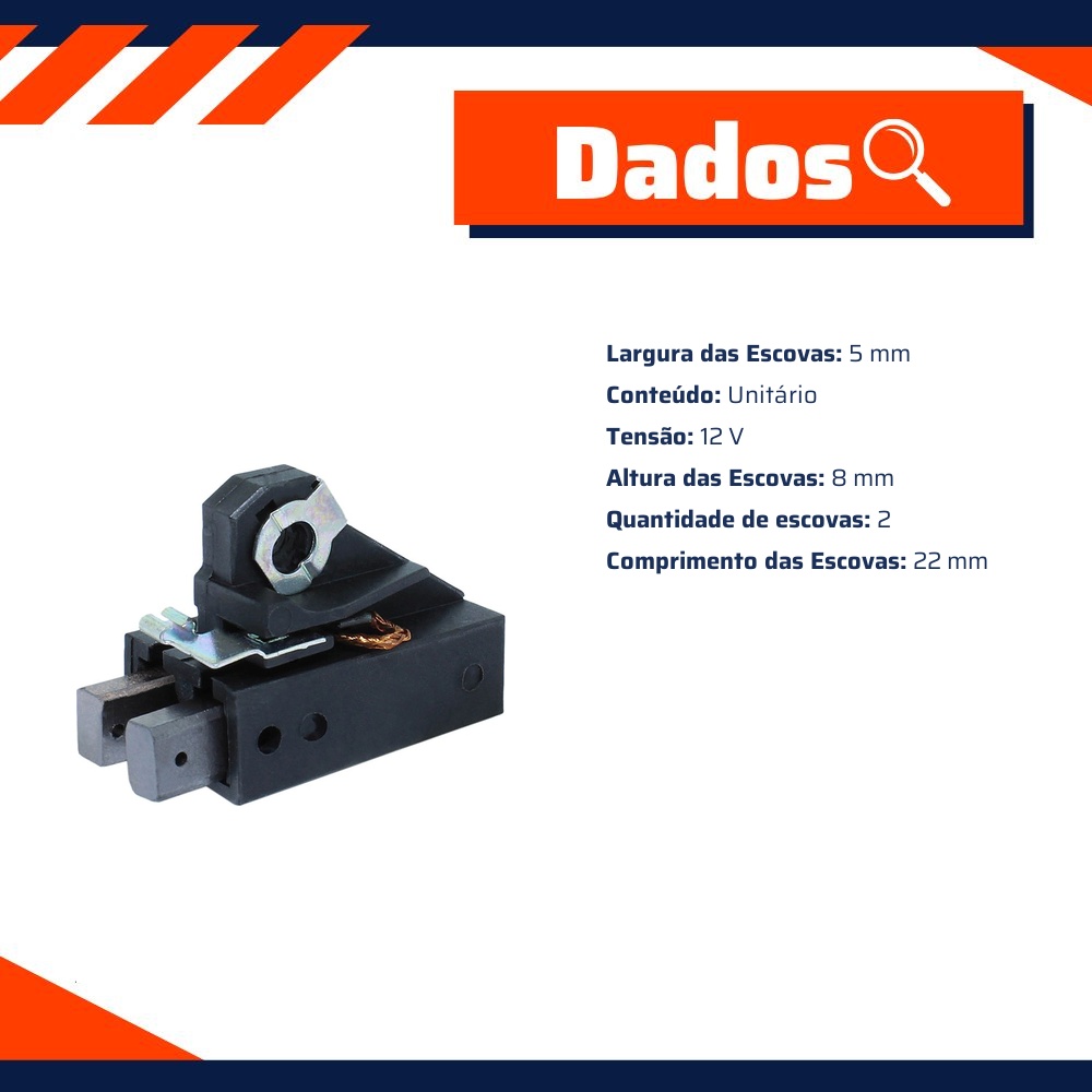 Porta Escovas para Alternador com 2 Escovas - Unifap - 2.211/2