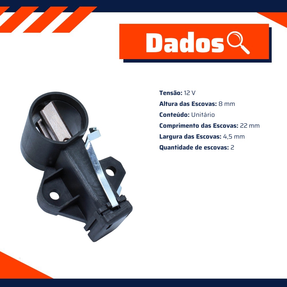 Porta Escovas para Alternador com 2 Escovas - Unifap - 2.214/2