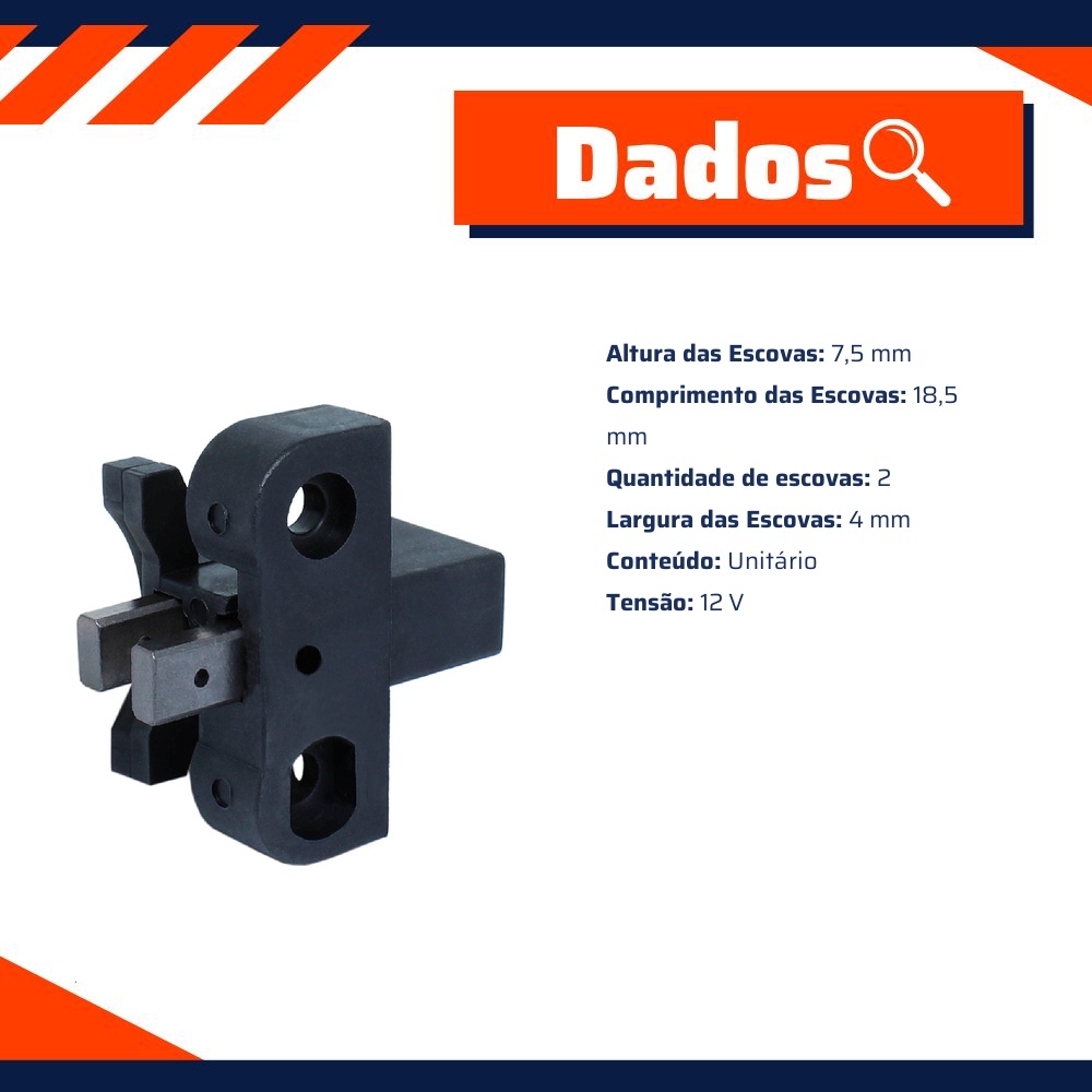 Porta Escovas para Alternador com 2 Escovas - Unifap - 2.217/2