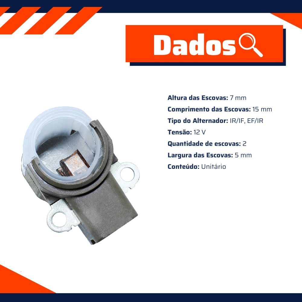 Porta Escovas para Alternador com 2 Escovas - Unifap - 2.224/2