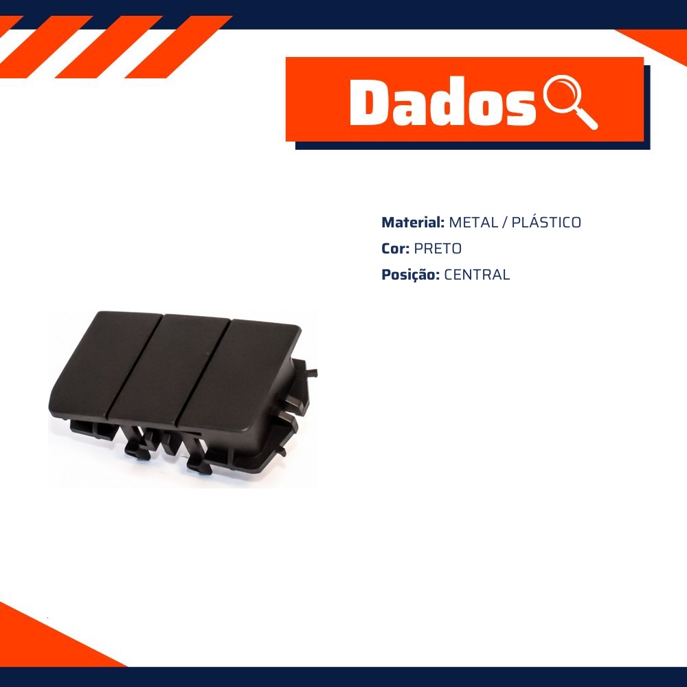 Remate Preto Central em Metal/Plástico para Volkswagen Cross Up! e Up! - Kostal - 10290773