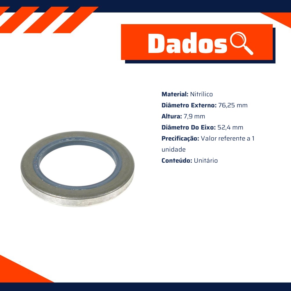 Retentor do Cubo de Roda 52,4 x 76,25 x 7,9 mm - Corteco - 1214N