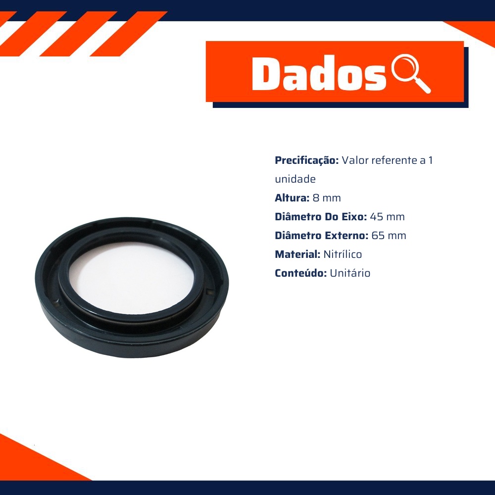 Retentor do Cubo de Roda 45 x 65 x 8 mm - Corteco - 7619N