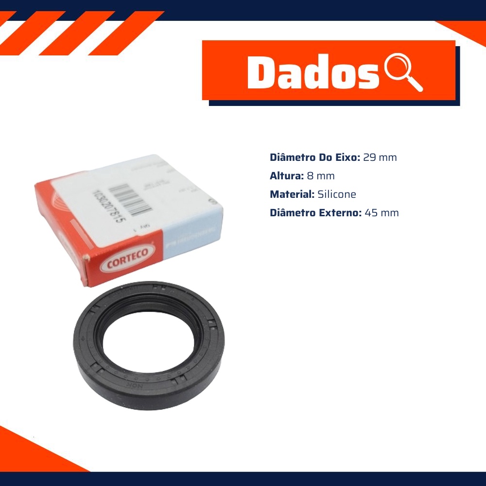Retentor do Comando 29 X 45 X 8 mm para Honda Civic - Corteco - 7815S