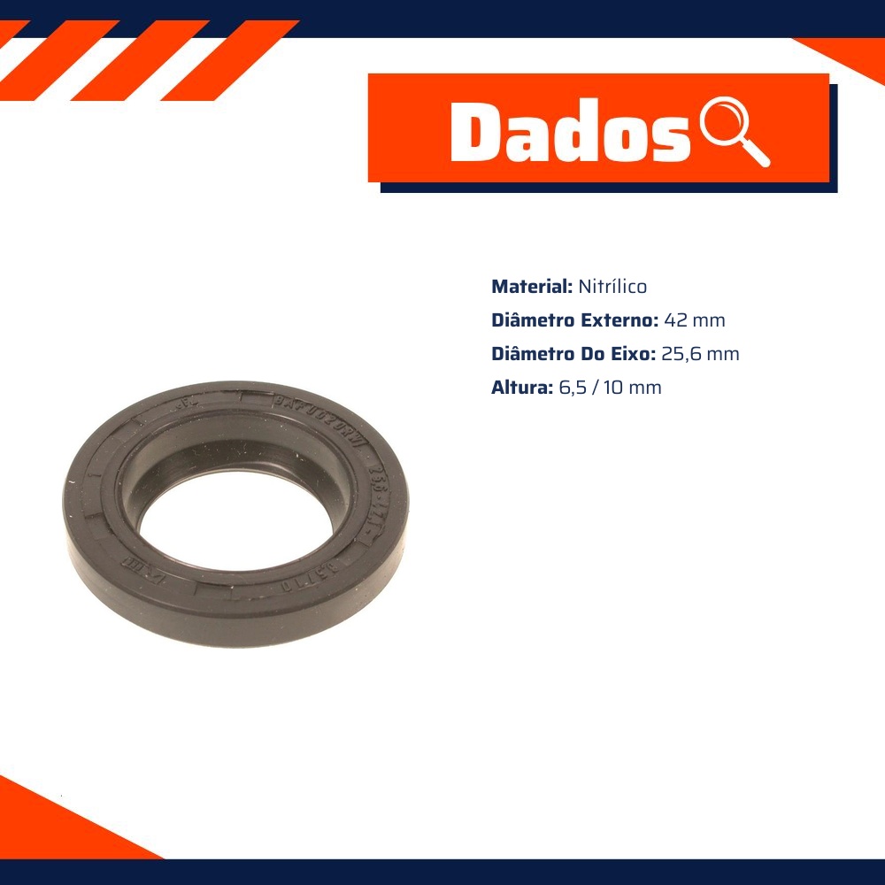 Retentor do Semieixo 25,6 x 42 x 6,5/10 mm - Corteco - 120N