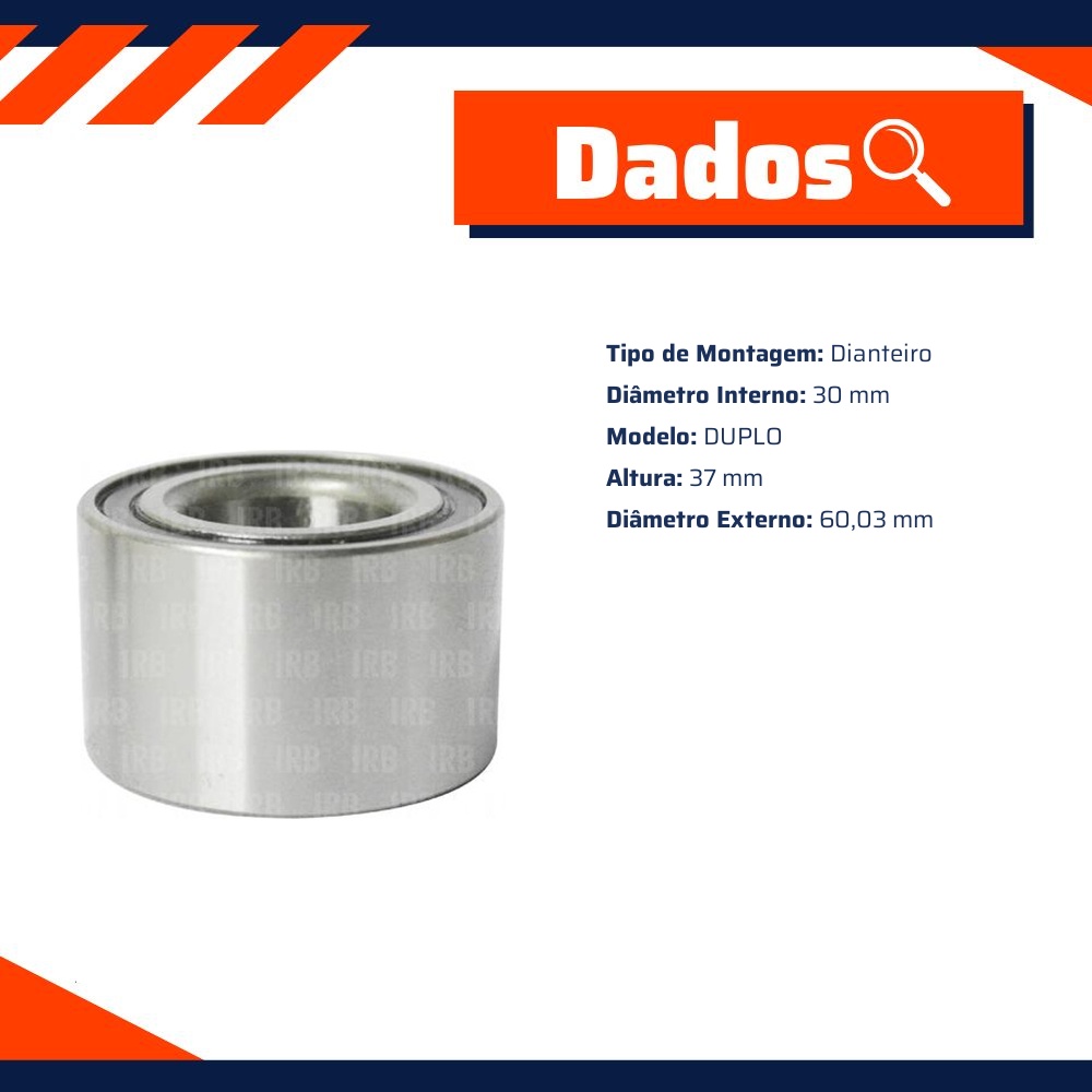 Rolamento de Roda Dianteiro Duplo - IRB - IR18040