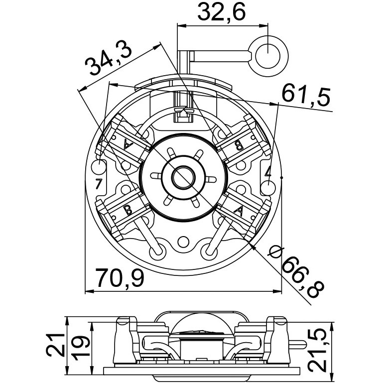 Porta Escovas para Motor de Partida com 4 Escovas - Unifap - 1.247/4