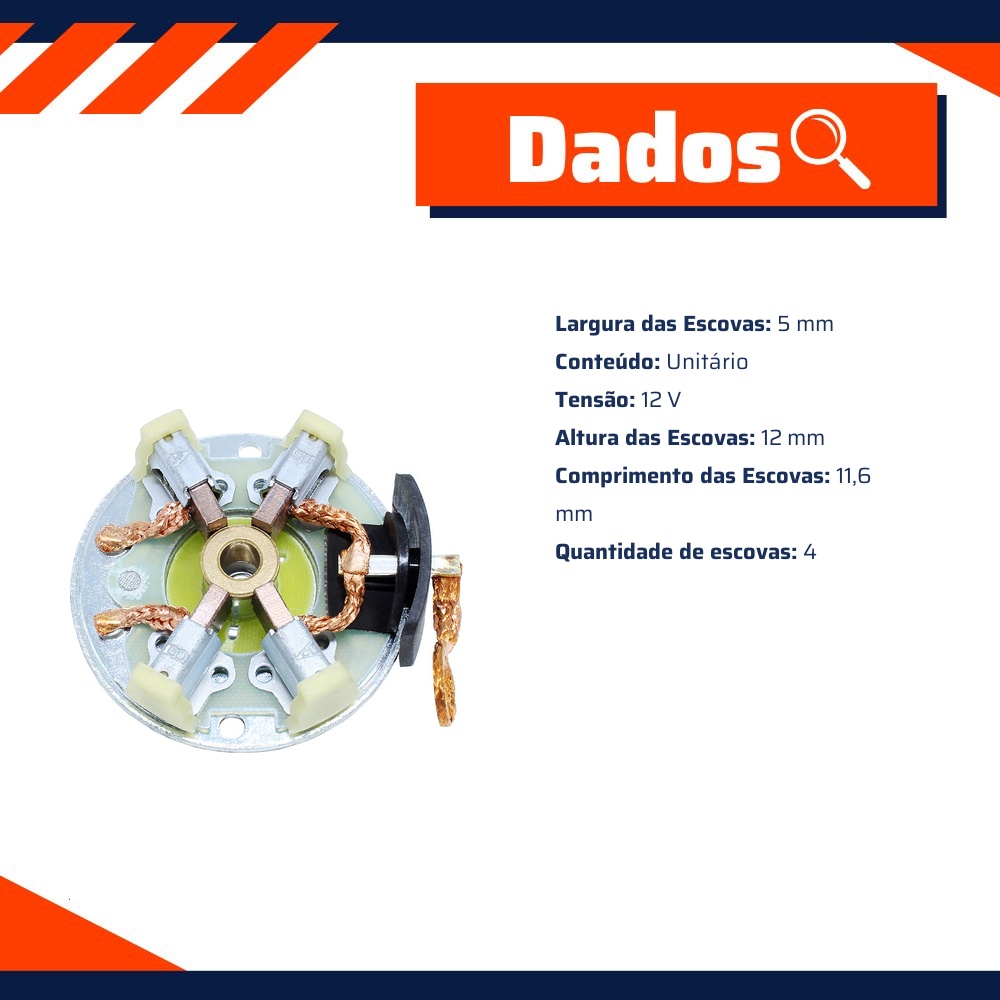 Porta Escovas para Motor de Partida com 4 Escovas - Unifap - 1.247/4