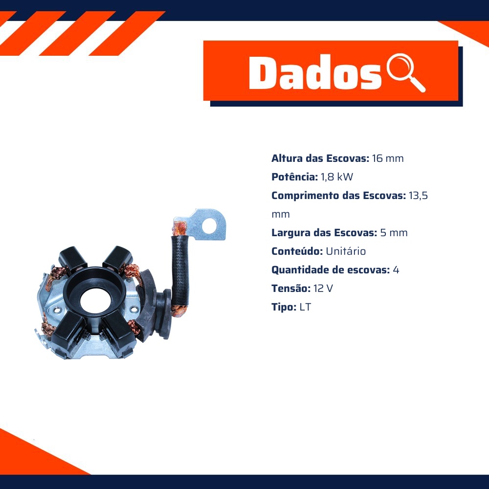 Porta Escovas para Motor de Partida com 4 Escovas - Unifap - 1.225/4