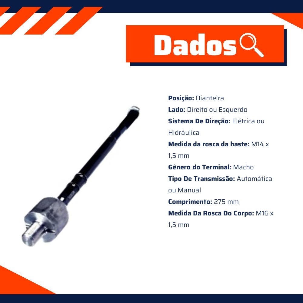 Terminal Axial Lado Direito ou Esquerdo para Chevrolet Agile e Montana - Volda - AX224