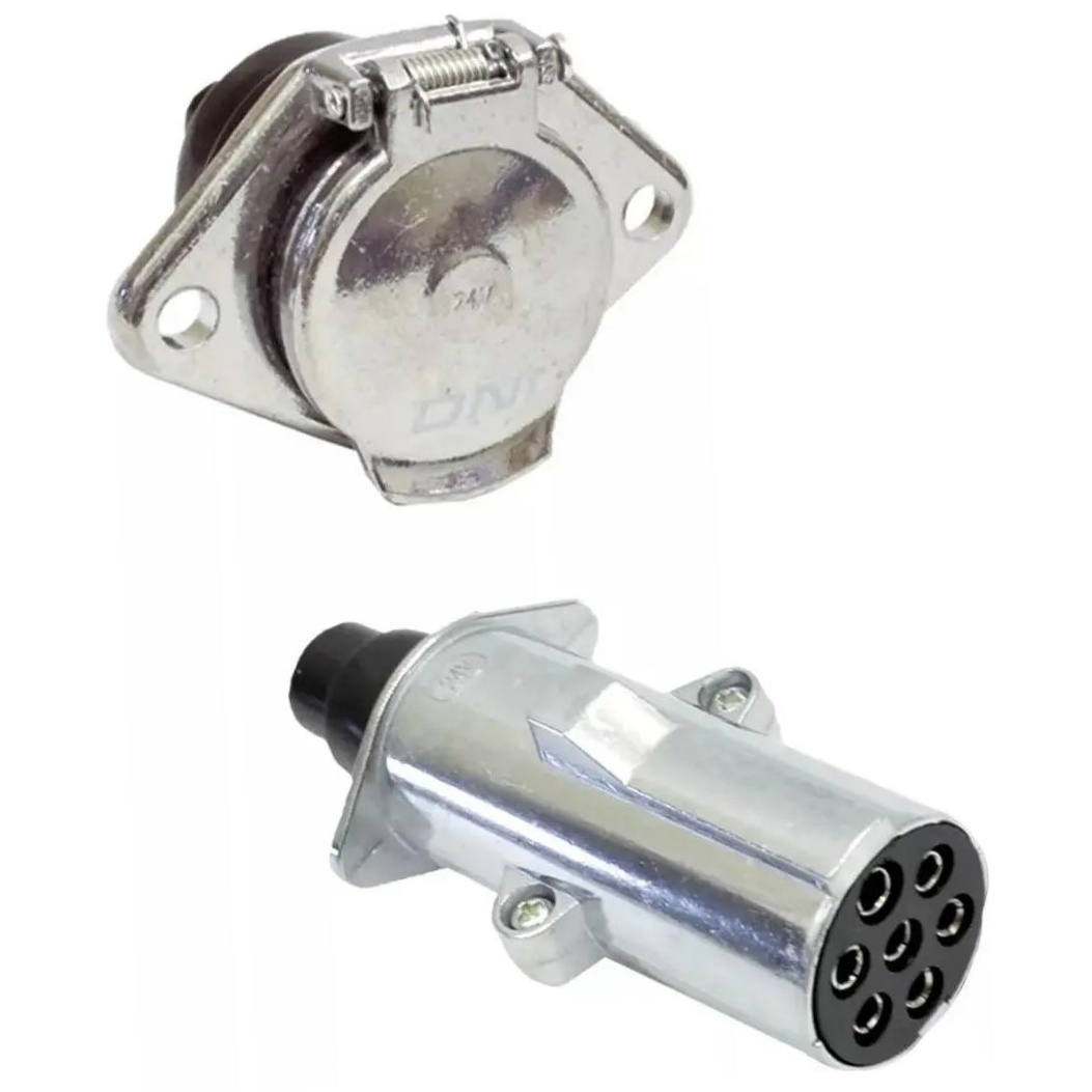 Tomada Reboque 7 Pinos Aluminio 24v Carreta Engate Fixo e Móvel - DNI - 8324