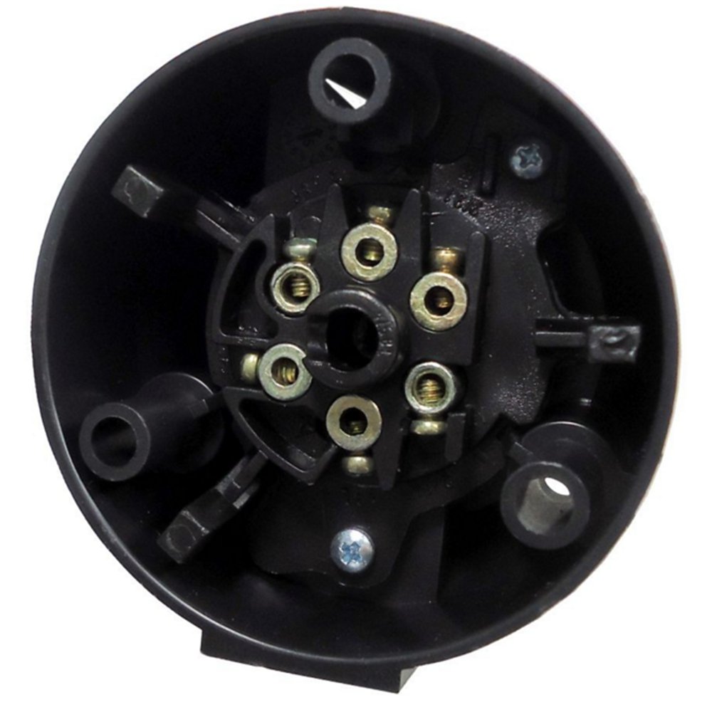 Tomada Fêmea Fixa 6 Polos 12 24v Engate Redonda Preto - DNI - 8370