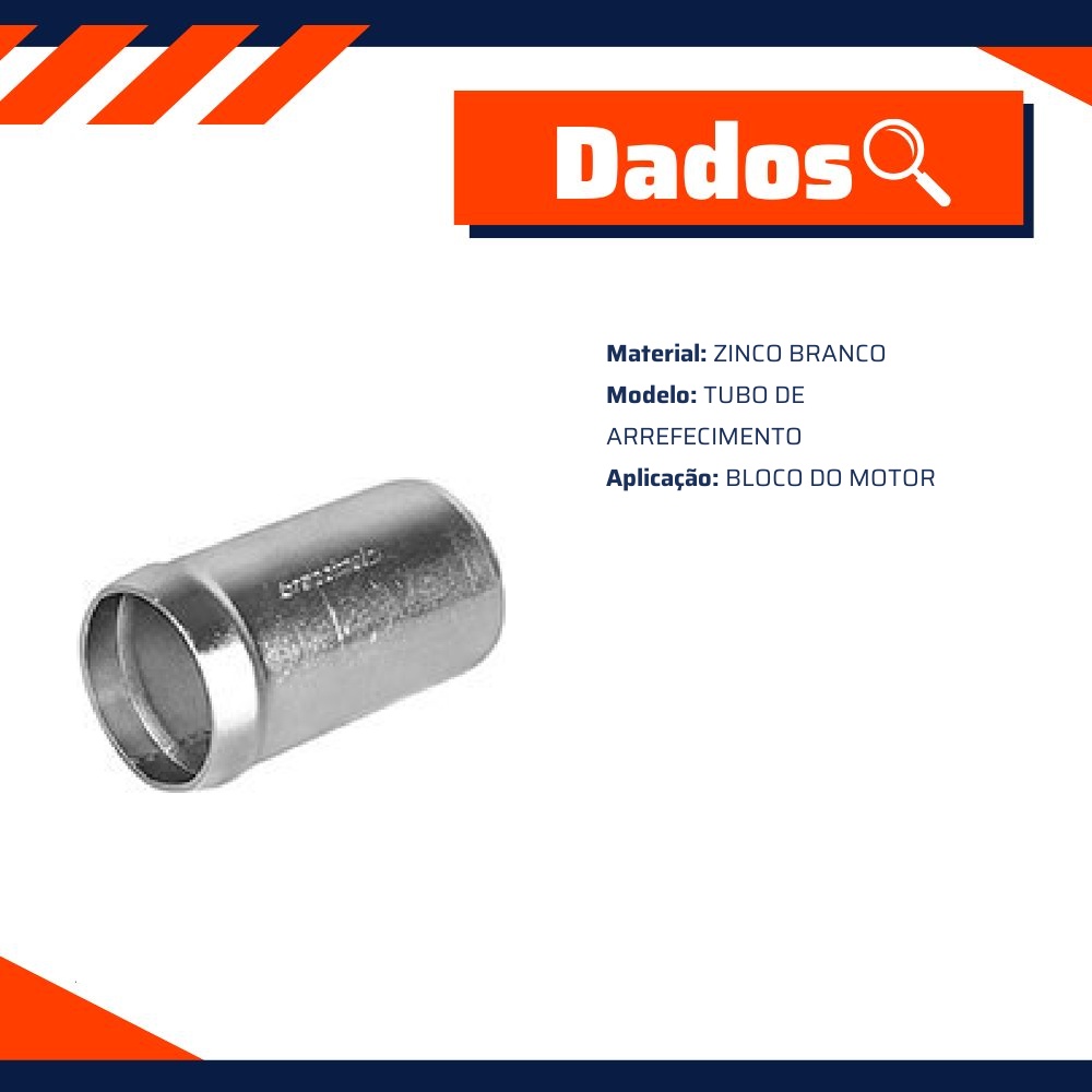 Tubo de Arrefecimento Bloco do Motor Zinco Branco - Grazzimetal - GM-2146-GG