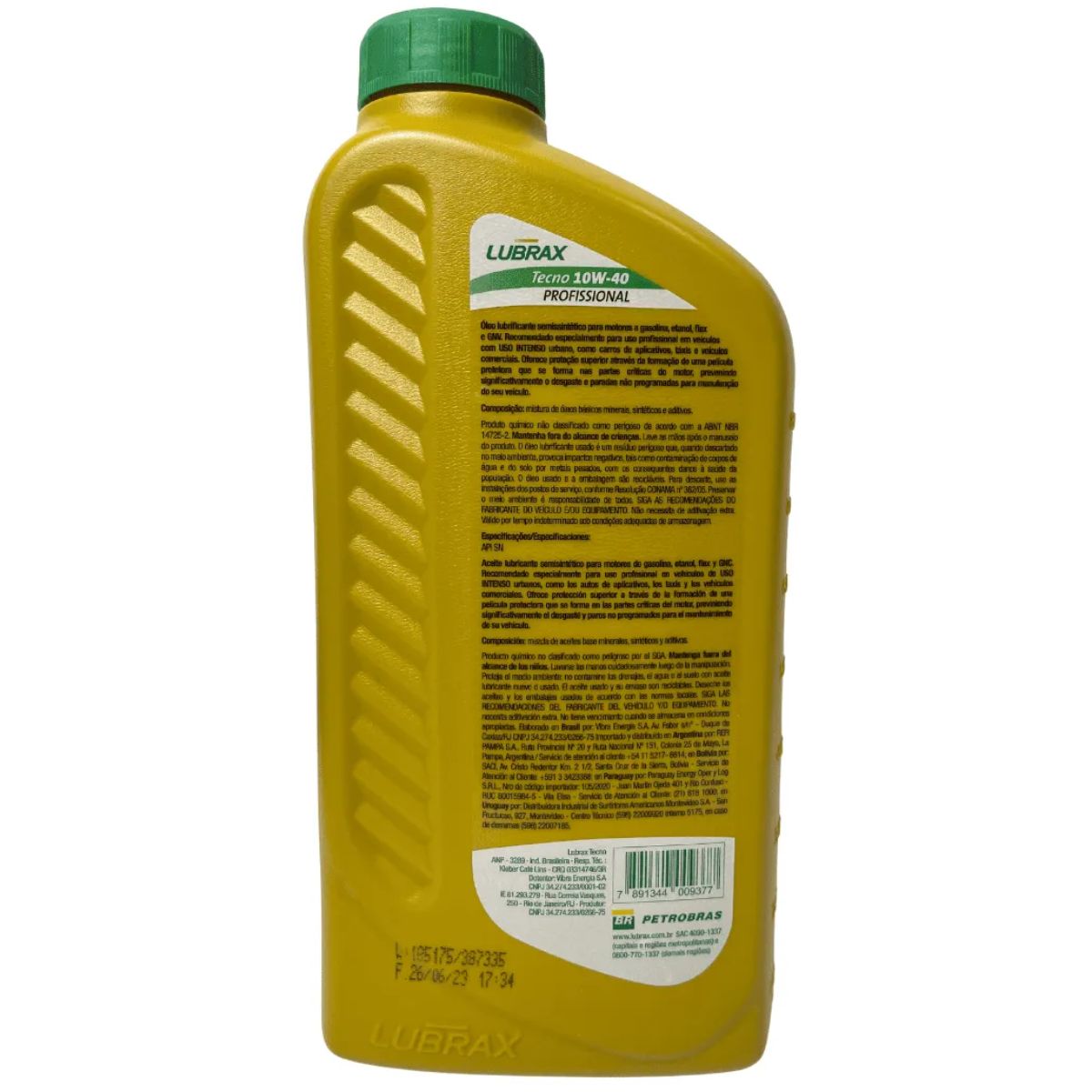 Óleo de Motor 10W40 TECNO API SN Semissintético 1L - Lubrax